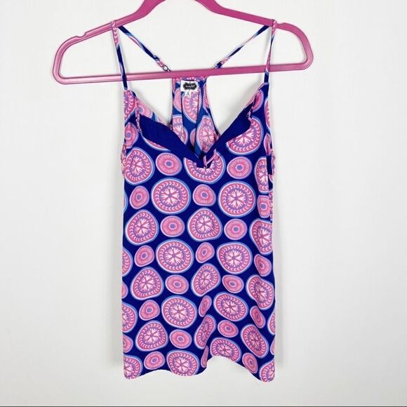 Mud Pie Waverly Pinwheel Print Racer Back Tank Top Blue Pink Small - Picture 8 of 11